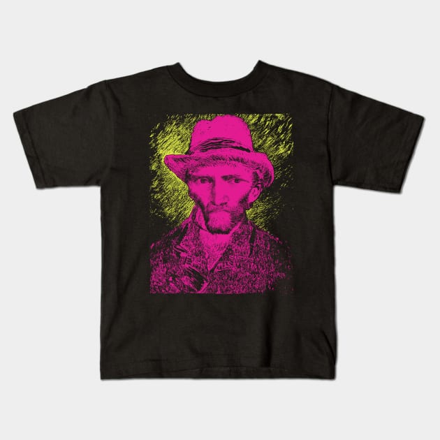 Vincent van Gogh with Hat Self Portrait Pop Art Kids T-Shirt by PelagiosCorner